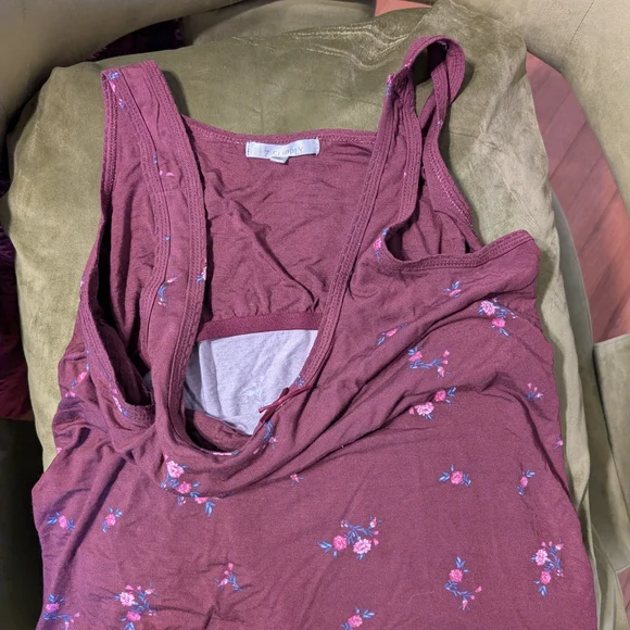 Floral Pajama Set in Burgundy - Picture 3 of 5